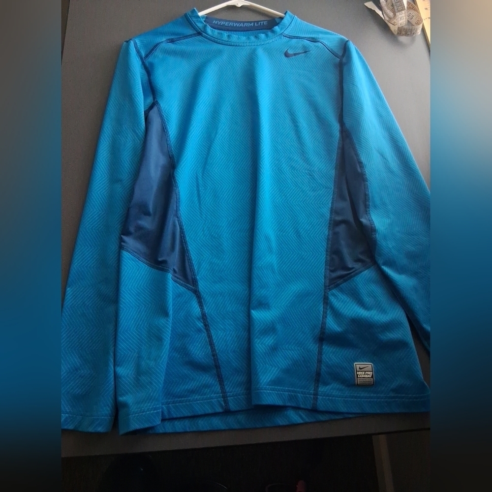 Nike Pro Combat Dri-Fit Hyper Lite Compression Shirt Blue Large
